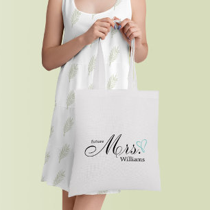Mint Scribbled Heart Future Mrs Tote Bag