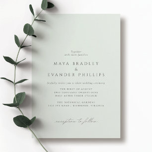 Mint Seafoam   Formal Light Green Wedding Invitation