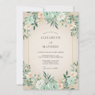 Mint Seafoam Watercolor Wedding Invitation