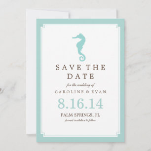 Mint Seahorse Wedding Save the Date