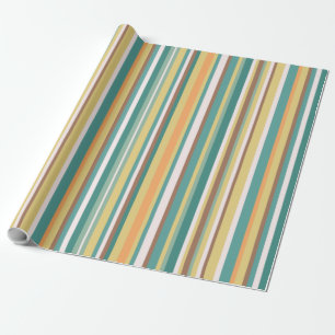 Mint Seamless Geometric Stripes Lines  Wrapping Paper
