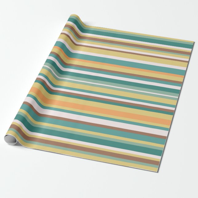 Mint Seamless Geometric Stripes Lines  Wrapping Paper (Unrolled)