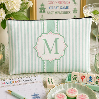 Mint Seersucker Mahjong Tile Bag Personalised