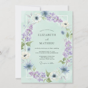 Mint Serene Floral Romance Wedding Invitation