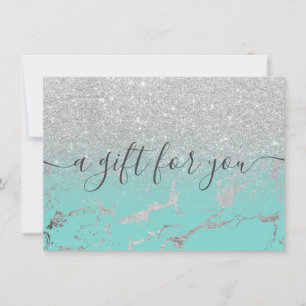 Mint silver glitter marble ombre gift certificate