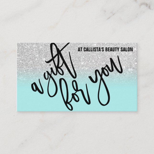 Mint Silver Glitter Typography Gift Certificate (Front)