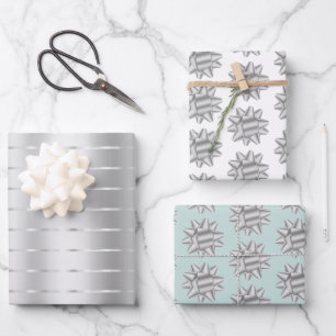 Mint Silver Ribbon Bow Bridal Shower Wrapping Paper Sheet