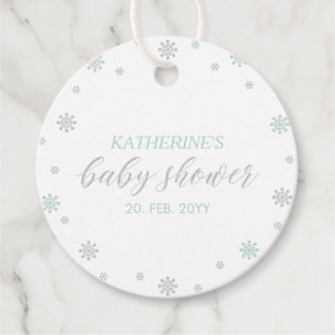 Mint & Silver Winter Wonderland Baby Shower Favour Tags