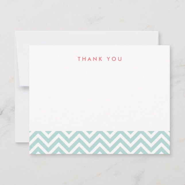 Mint Simple Chevron Thank You Note Cards (Front)