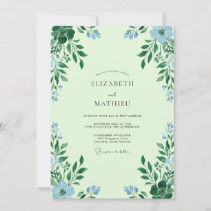 Mint Sky Foliage Eucalyptus Wedding Invitation