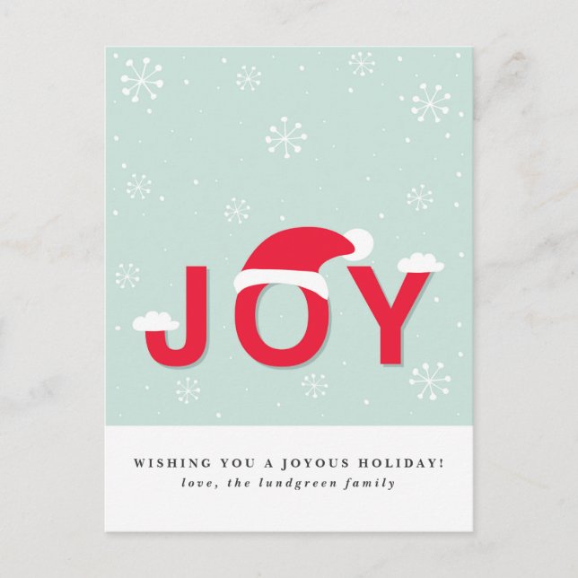 Mint Snow Joy Holiday Postcard (Front)