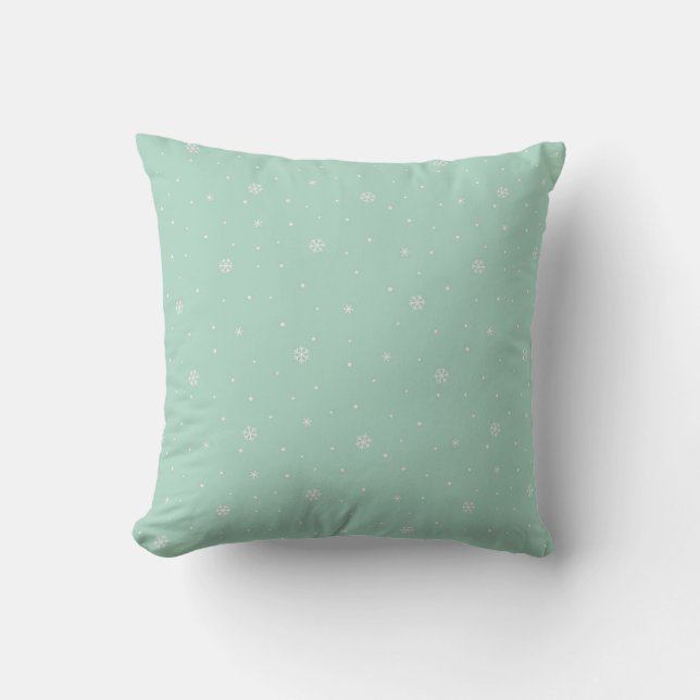 Mint Snowflake Pattern Cushion (Front)