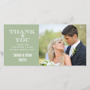 Mint Snowflake Wedding Photo Thank You Cards