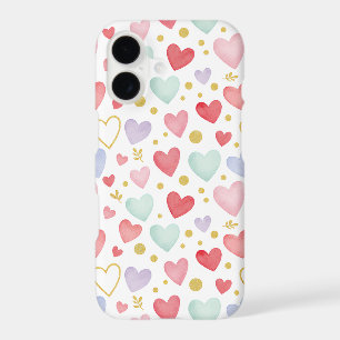 Mint Sorbet & Berry Pink Botanical Heart Pattern