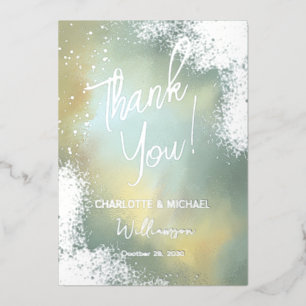Mint Sparkle Photo Overlay Wedding Thank You