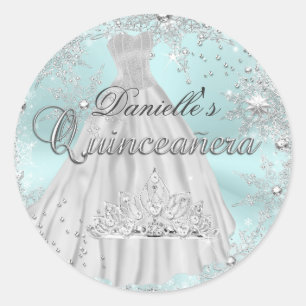 Mint Sparkle Snowflake Quinceanera Sticker