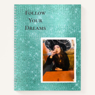 Mint Sparkle Your Photo Personalised Quote Notebook