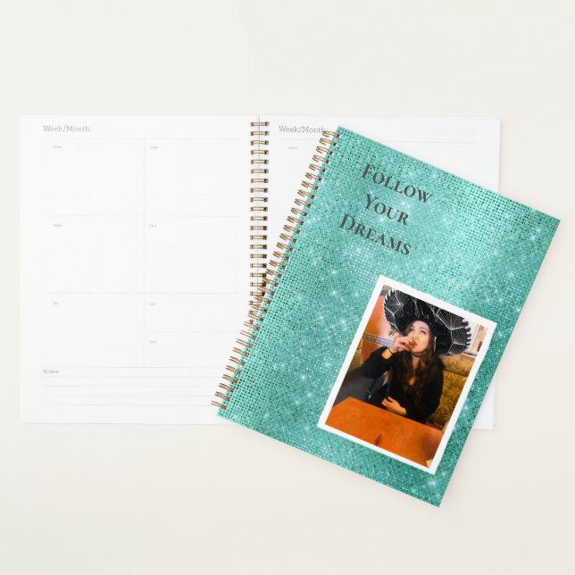 Mint Sparkle Your Photo Personalised Quote Planner (Display)