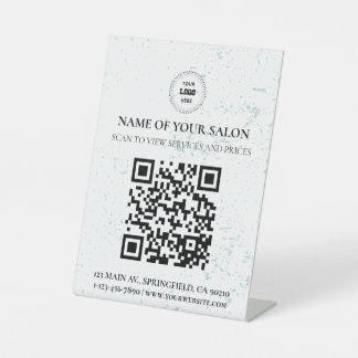 Mint Speckled QR Code Salon Services Sign