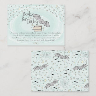 Mint Spooky Cute Bats Books for Baby Baby Shower Enclosure Card