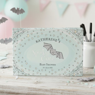 Mint Spooky Cute Bats Halloween Baby Shower Guest Book
