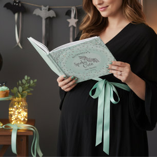 Mint Spooky Cute Bats Halloween Baby Shower Guest Book