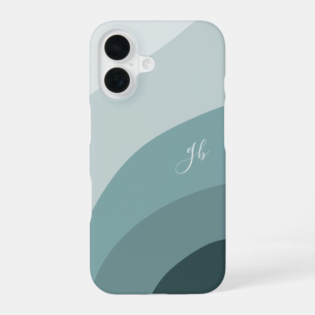 Mint & Spruce Green Boho Colour Flow Monogram iPhone 16 Case (Back)