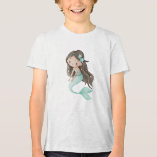 Mint Star Mermaid Watercolor Tri-Blend Shirt