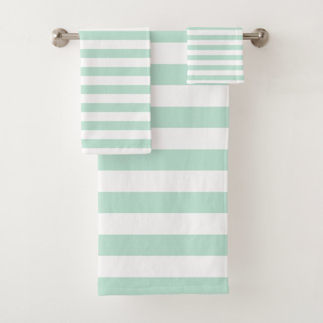 Mint Stripe Bath Towel Set (Insitu)