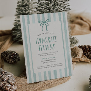 Mint Stripe Holiday Favorite Things Party Invitation