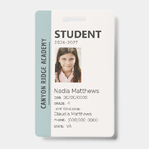 Mint Stripe Homeschool Student ID Badge