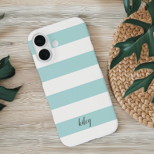 Mint Stripe Personalised iPhone 16 Case