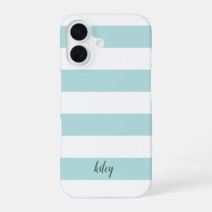 Mint Stripe Personalised iPhone 16 Case