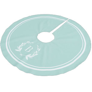 Mint Stripes and Wreath Monogram Tree Skirt