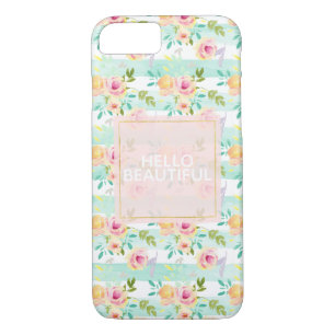 Mint Stripes Floral Chic iPhone 8/7 Case