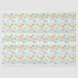 Mint Stripes Floral Chic Tissue Paper