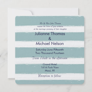 Mint Stripes Nautical Anchor Wedding Invitation