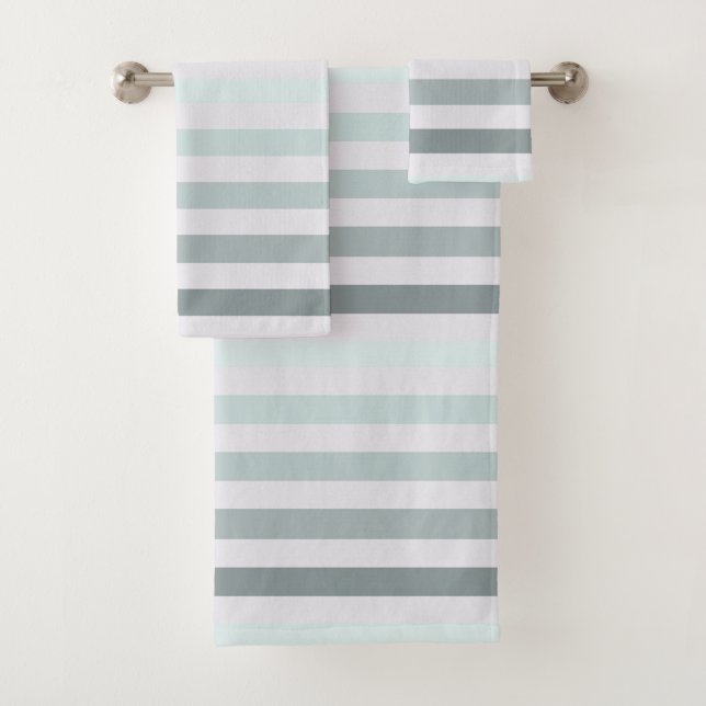 Mint Stripes Ombre Bath Towel Set (Insitu)