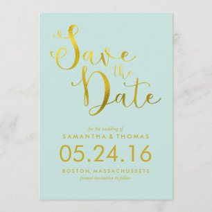 Mint Stylish Script Wedding Save the Date