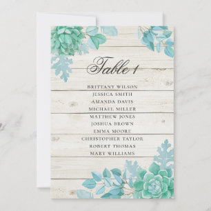 Mint succulent seating chart. Rustic wedding Invitation