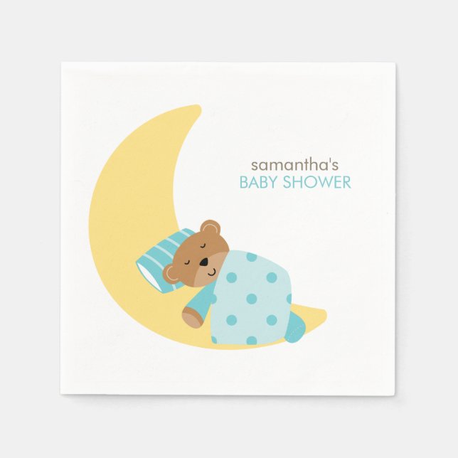 Mint Sweet Dreams Sleeping Teddy Bear Napkin (Front)