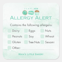 Mint Sweets Bakery Allergy Alert