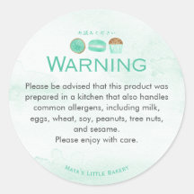 Mint Sweets Bakery Allergy Warning