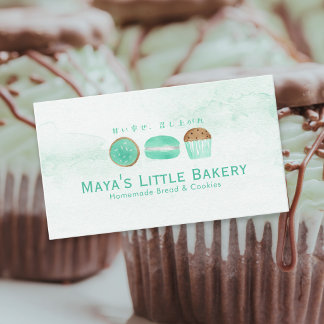 Mint Sweets Watercolor Bakery Pasry Chef Business Card