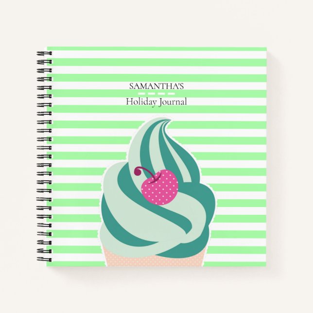 Mint Swirl Ice Cream Striped Holiday Journal (Front)
