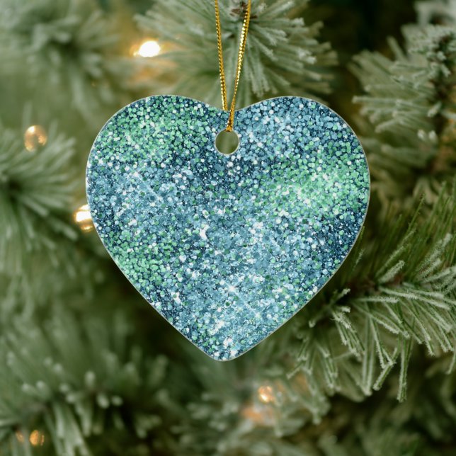 Mint Teal Aqua Sparkle Mermaid Glitter Ceramic Tree Decoration (Tree)