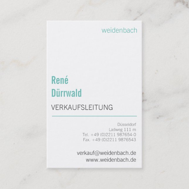 Mint Teal colours elegant modern good to read Business Card (Front)