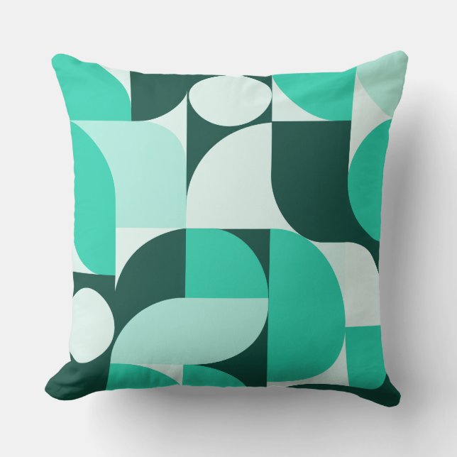 Mint Teal Geometric Composition Cushion (Front)