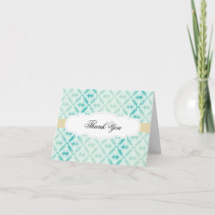Mint Teal Gold Damask Thank You