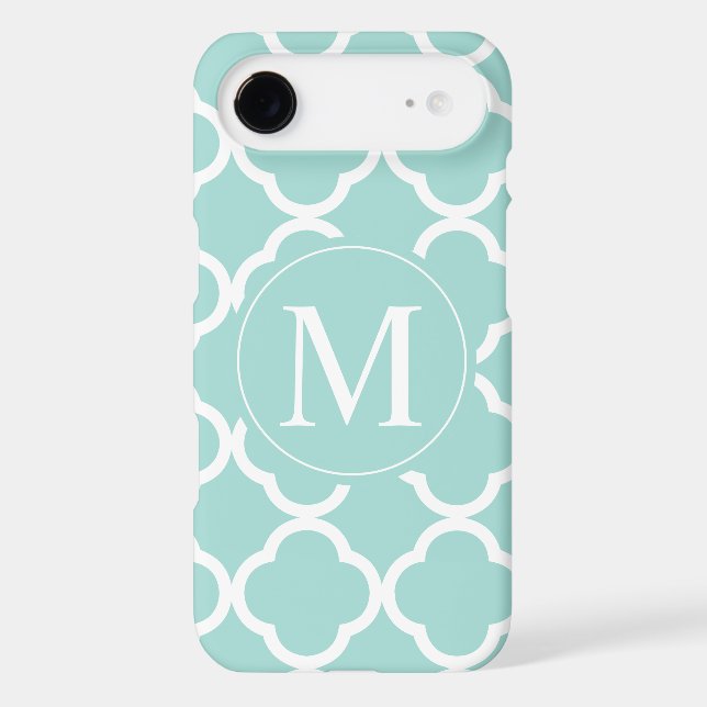 Mint Teal Pattern Monogram Case-Mate iPhone Case (Back)